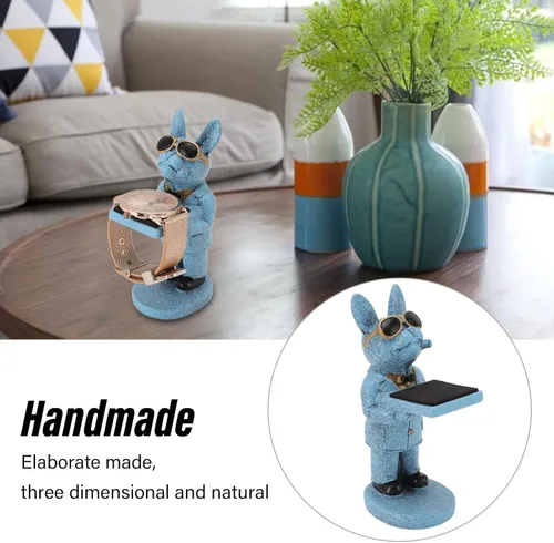 Miniatura 2 de Soporte de exhibición de reloj de bulldog francés, hecho a mano, lindo modelo de figura de perro, estatuas decorativas, soporte de reloj