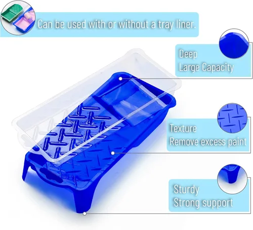 Miniatura 4 de Bates - Kit de rodillos de pintura de espuma de 2 pulgadas, 10 piezas, kit de rodillos de pintura pequeños, 1 bandeja de pintura de plástico, 2 Azul