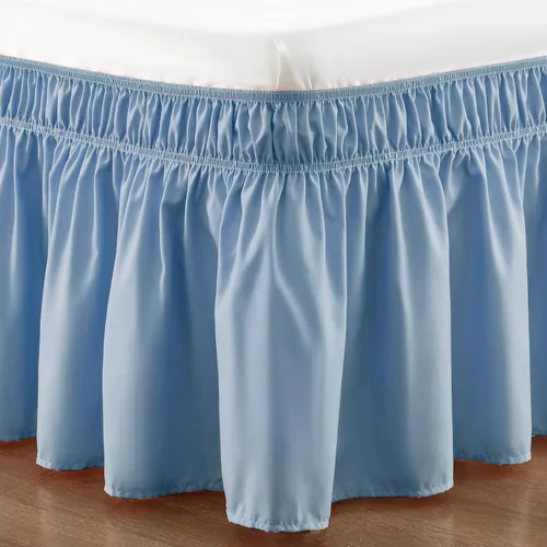 Miniatura 70 de Falda de cama RIMELA envoltura volante elástica que protege contra el polvo con color sólido, resistente a las arrugas y a la decoloración con Blanco
