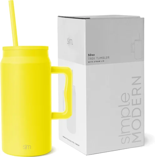 Miniatura 24 de Simple Modern - Vaso de 1,5 l con asa y tapa con pajita, botella de agua grande de acero inoxidable reutilizable con aislamiento, regalos para Rocío