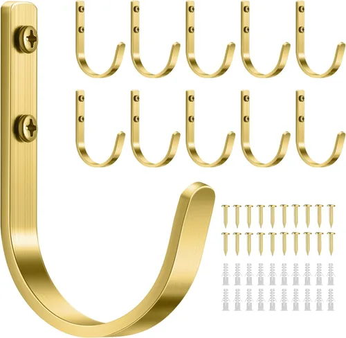 Miniatura 10 de Paquete de 10 Ganchos de Pared para Colgar Toalla/Abrigo - Colgador de Metal de 22LB con Tornillo para Montaje en Pared, para Exteriores, Armario