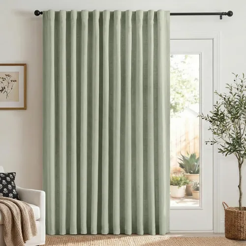 Miniatura 41 de 100% Blackout Shield - 2 cortinas opacas de lino, con presillas traseras/bolsillo para cortinero y aislamiento térmico, para el hogar, 50 pulgadas