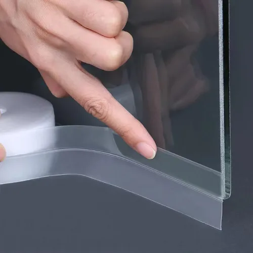Dstorelhp Burletes mejorados, tapón de puerta sin residuos, tira de sellado de silicona para puertas, ventanas y ducha, transparente, 16.4 pies de