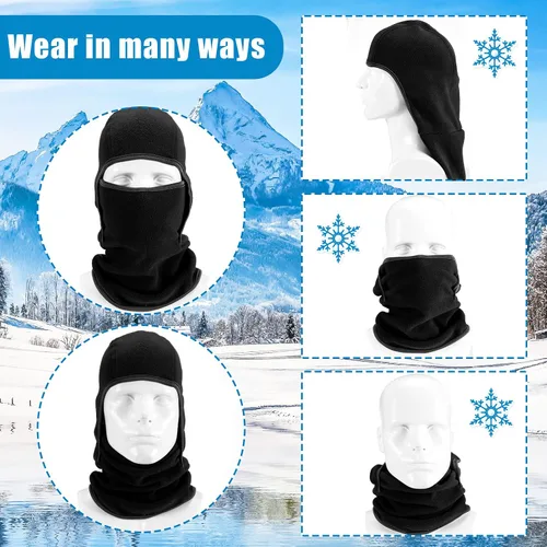 Miniatura 6 de Juego de 4 pasamontañas para niños, máscara de esquí y guantes de forro polar, gorro de invierno, máscara facial cálida para niños y niñas de 8 a 12
