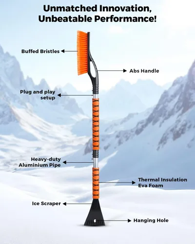 Miniatura 4 de EcoNour Raspadores de hielo extensibles para parabrisas de automóvil de 43 pulgadas, 3 piezas, cepillo telescópico desmontable para nieve