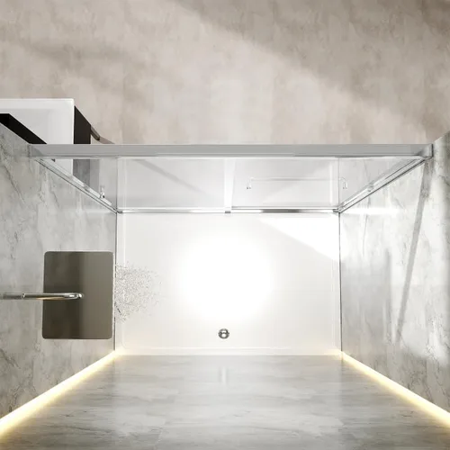 Miniatura 9 de Puerta de ducha corredera doble 44"-48" de ancho x 72" de alto, puerta de ducha de vidrio para baño de 1/4" (6mm) de vidrio templado transparente