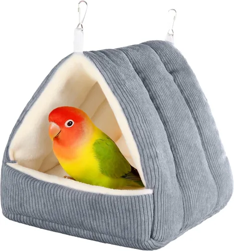 Cama pequeña para pájaros cálida de invierno para jaula con hamaca colgante y tienda de campaña de felpa suave, nido para dormir escondido para