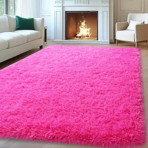 Miniatura 60 de Mugorn - Alfombra de 8 x 10 pies, alfombras grandes, esponjosas, suaves, peludas, antideslizantes, mullidas para interiores, color negro, 8 x 10 pies