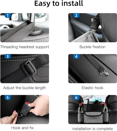 Miniatura 3 de JEYODA Organizador de asiento de ante para automóvil, bolsa de respaldo de asiento de alta capacidad, almacenamiento central para camionetas, SUV