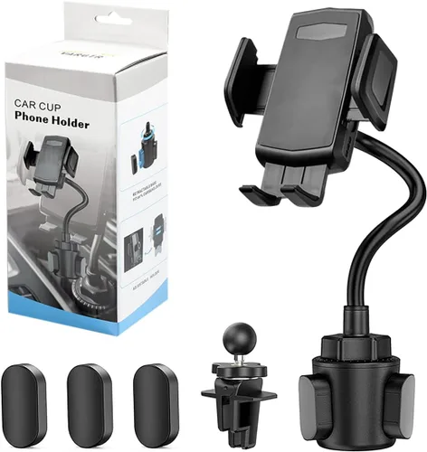 Soporte para teléfono 2 en 1, soporte universal de cuello de cisne ajustable, rotación 360, liberación de un botón, se adapta a teléfonos de 4 a 7