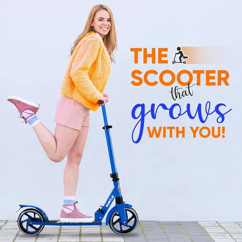 Miniatura 9 de Hurtle Renegade Kick Scooter for Kids, Teenagers & Adults - 2-Wheel Folding Scooter with Adjustable T-Bar Handlebar - Alloy Anti-Slip Deck Azul