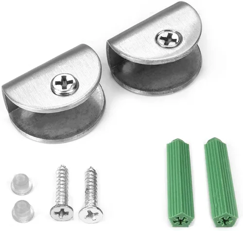 Miniatura 5 de Soporte de estante de vidrio ajustable de acero inoxidable, 4 unidades, medio redondo, para puerta pequeña, para gabinete de puerta pequeña, soporte