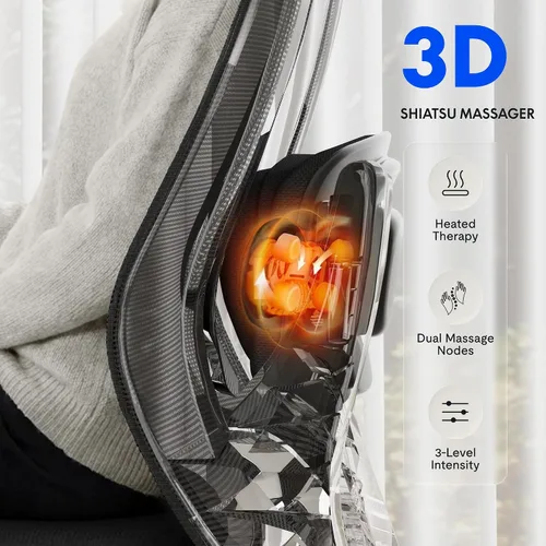 Miniatura 7 de FLEXISPOT Silla de oficina de masaje, silla de escritorio ergonómica con respaldo alto con reposacabezas ajustable, reposabrazos 3D, masajeador
