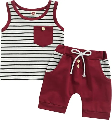 Miniatura 8 de Conjunto de ropa casual de manga corta con botones y pantalones cortos de lino para bebés y niños pequeños