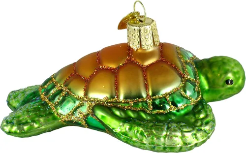 Miniatura 5 de Old World Christmas - Adornos de tortugas de vidrio soplado para árbol de Navidad, verde marino