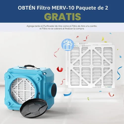 Miniatura 2 de ALORAIR Depurador de aire con filtración de 3 etapas, máquina de aire negativo apilable para uso industrial y comercial, filtro de aire resistente