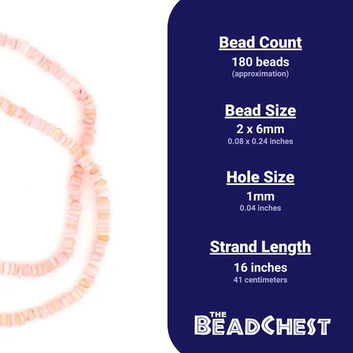 Miniatura 4 de TheBeadChest - Cuentas Heishi de concha rosa rosa de 0.236 in, 16 pulgadas