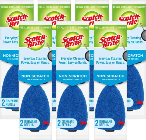 Scotch-Brite Recambio de Varita Lavavajillas Antiarañazos, 14 Recambios de Esponja para Varita Lavavajillas, Elimina los Alimentos Pegados, Ideal