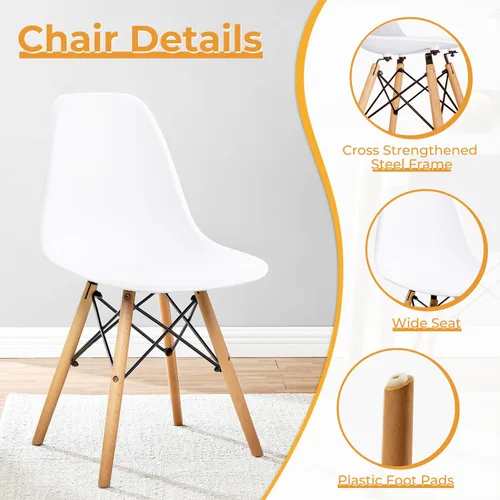 Miniatura 6 de Furniwell Silla de comedor de estilo moderno de mediados de siglo, DSW moderna, carcasa de plástico para interiores, sillas laterales de plástico