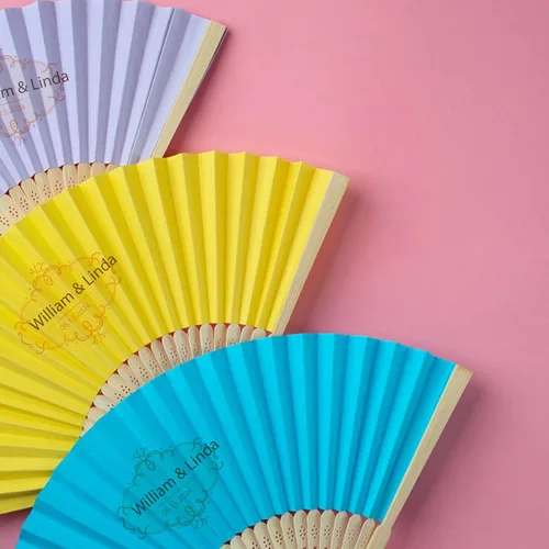 Miniatura 5 de Ventilador de papel plegable personalizado, suministros personalizados para recuerdos de fiesta, a granel para bodas, bailes, cumpleaños, fanáticos