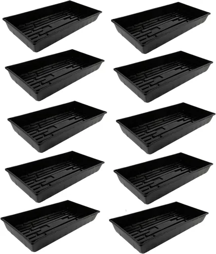 Miniatura 18 de SUNPACK Bandeja de inicio de semillas de plástico de 10 x 20 pulgadas, color negro, 2.5 pulgadas, sin agujeros de drenaje, ideal para invernaderos