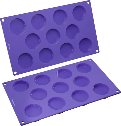 Miniatura 3 de Bakerpan Mini moldes redondos de silicona para hornear de 1.9 pulgadas, juego de 2 moldes antiadherentes para magdalenas, tartas, galletas