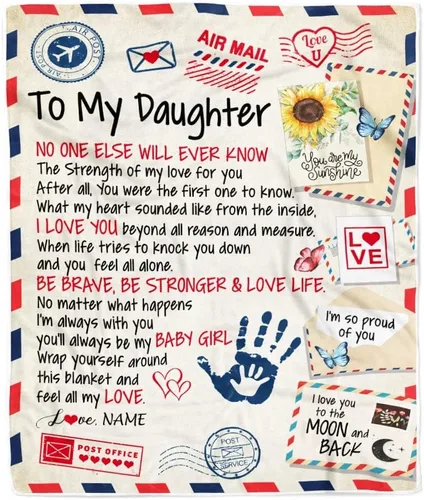 Miniatura 45 de Manta personalizada con texto en inglés «To My Daughter from Mom Dad Give You A Big Love Hug Butterfly Daughter Birthday»