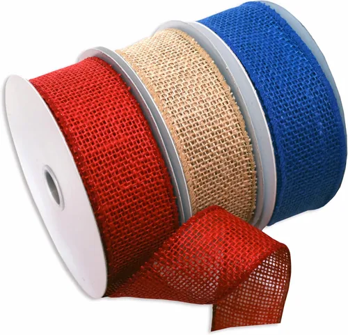 Miniatura 29 de Morex Ribbon Carrete de cinta de satén con alambre de estrellas y rayas, 2-1/2 pulgadas por 3 yardas, rojo/blanco/azul Estrellas y rayas con cable