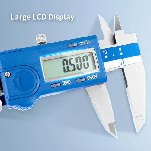 Miniatura 2 de Dasqua Calibrador digital zurdo 0-6"/0-150mm de acero inoxidable con pantalla LCD grande, unidad dual en/mm, precisión ±0.0015"/0.03mm, resolución