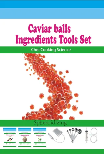 Miniatura 8 de Alginato de sodio 50G + cloruro de calcio 50G + citrato de sodio 50G + caja de caviar + cuchara medidora + herramienta de bola + tutorial