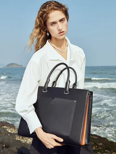 Miniatura 2 de CLUCI Maletín de cuero para mujer portátil de 15.6 pulgadas profesional de trabajo de negocios para mujer, bolso de hombro
