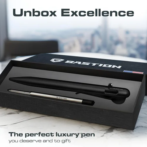 Miniatura 5 de BASTION® Bolígrafo de Mecanismo Bolt Action Delgado de Lujo, Bolígrafo EDC Duradero con Punta Fina, Bolígrafo Profesional para la Escuela y el acero