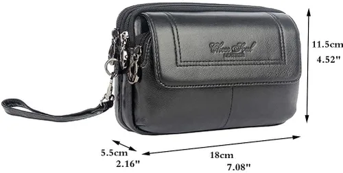 Miniatura 6 de Hebetag Cartera de cuero para hombre, organizador de muñeca