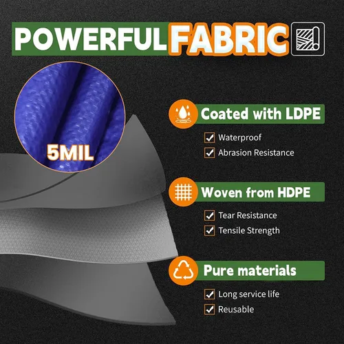 Miniatura 3 de RAINDEWAY Tarps - Lona impermeable de color azul de 4 x 16 pies de grosor, resistente a desgarros, multiusos, para techo, campamento, automóvil