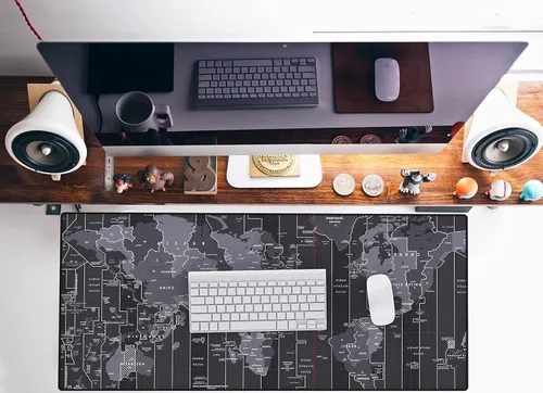 Miniatura 6 de KTRIO - Alfombrilla de mouse grande para juegos con bordes cosidos, con tela microtejida superior, base antideslizante, almohadilla de teclado