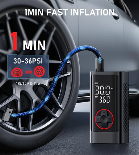 Miniatura 2 de Inflador de neumáticos, compresor de aire portátil, bomba de aire inalámbrica para neumáticos de automóvil, inflador de neumáticos portátil de 150