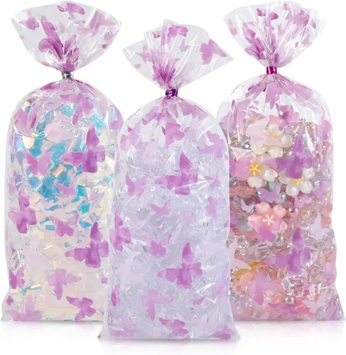 Miniatura 22 de 100 bolsas de celofán, bolsas de celofán transparente de 4 x 6 pulgadas, 100 lazos dorados, para galletas, chocolate, panadería, recuerdos