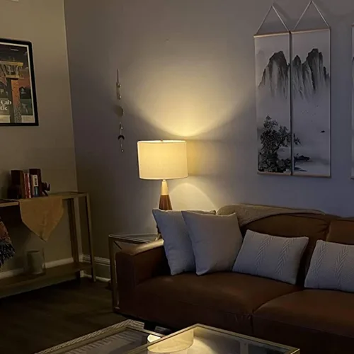 Miniatura 6 de Lámpara de mesa triangular de 26 pulgadas, color oro blanco, de mediados de siglo, moderna para mesita de noche, lámparas de escritorio para sala