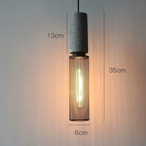 Miniatura 3 de Lámpara colgante de hormigón con pantalla de jaula de hierro, luz de suspensión de malla metálica retro, lámpara colgante de cemento para cocina