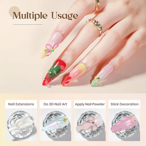 Miniatura 4 de Gel de uñas 3D de 1.06 oz (30 g), gel de escultura 3D para arte de uñas, extensión de gel sólido transparente, antiadherente, gel duro para esculpir