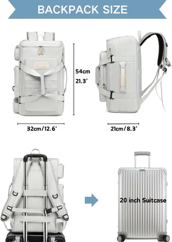 Miniatura 7 de Bolsas de viaje grandes para hombres y mujeres, bolsa de gimnasio deportiva de 50 litros con bolsillo húmedo, bolsa de viaje impermeable, mochila