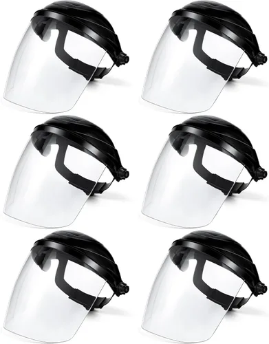Miniatura 10 de Tellegloww 4 protectores faciales de seguridad transparentes para moler y cortar, ligero, resistente a los impactos con trinquete ajustable, máscara