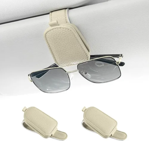 Miniatura 8 de SINGARO Soporte para gafas de sol de coche, hebilla magnética de cuero para visera de coche, clip para anteojos de sol, clip para almacenamiento