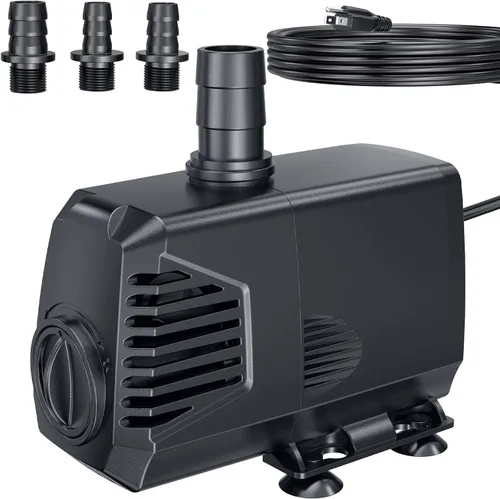 Miniatura 11 de POPOSOAP Bomba sumergible de 880 GPH (3200 L/H, 85 W), bomba de fuente ultra silenciosa con protección contra sobrecalentamiento y esponja de filtro