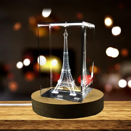 Miniatura 2 de Recuerdo de cristal grabado en 3D de la Torre Eiffel (grande)