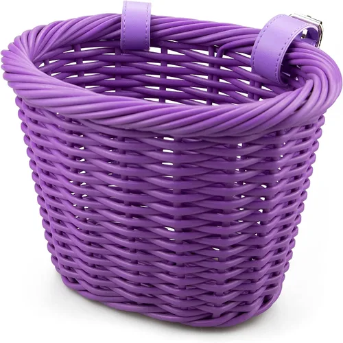 MEGHNA Mini cesta tejida para bicicleta para manillar de bicicleta para niña y niño para scooter, varios colores Púrpura