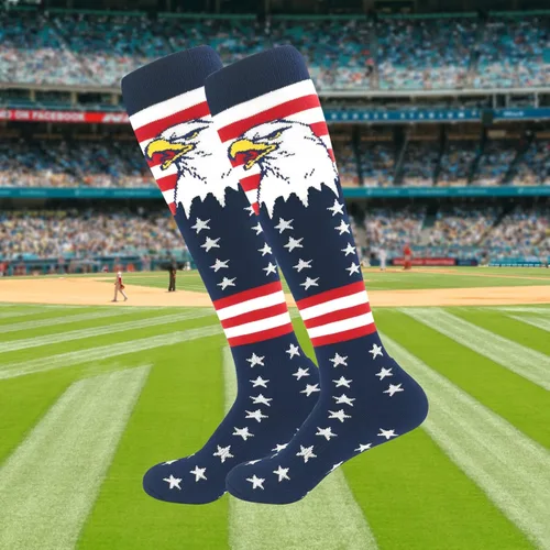 Miniatura 6 de Calcetines altos hasta la rodilla con la bandera americana, patrióticos por encima de la pantorrilla, para béisbol, fútbol, sóftbol y fútbol