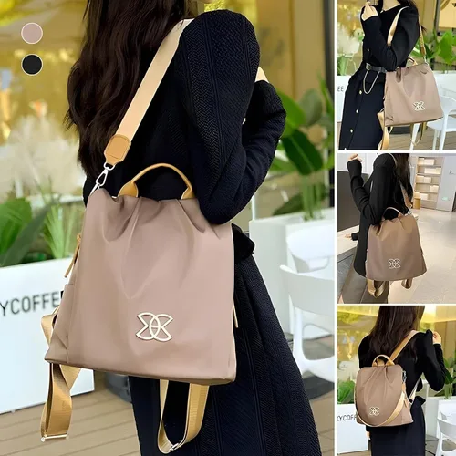 Miniatura 2 de BIMEL Bolsa multiusos antirrobo, bolsa de tela Oxford cruzada de 3 vías, mochila de viaje ligera mochila de viaje ligera, Café, Bolso cruzado