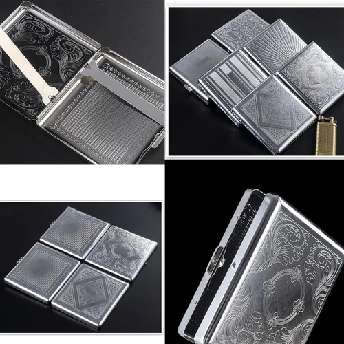 Miniatura 7 de 2 fundas de cigarrillos estilo victoriano de metal para tarjetas de crédito regular, retro, bolsillo de seguridad, capacidad para 20 palitos