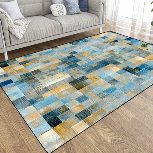 Miniatura 56 de TOMWISH - Alfombra abstracta pintada a mano en blanco y negro con pintura dorada, sala de estar, dormitorio, decoración de suelo, alfombra